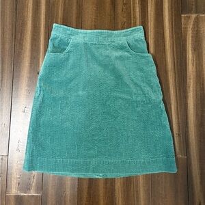 Green Teal Corduroy Mini Skirt High rise Corduroy Pockets A Line fitted Fall